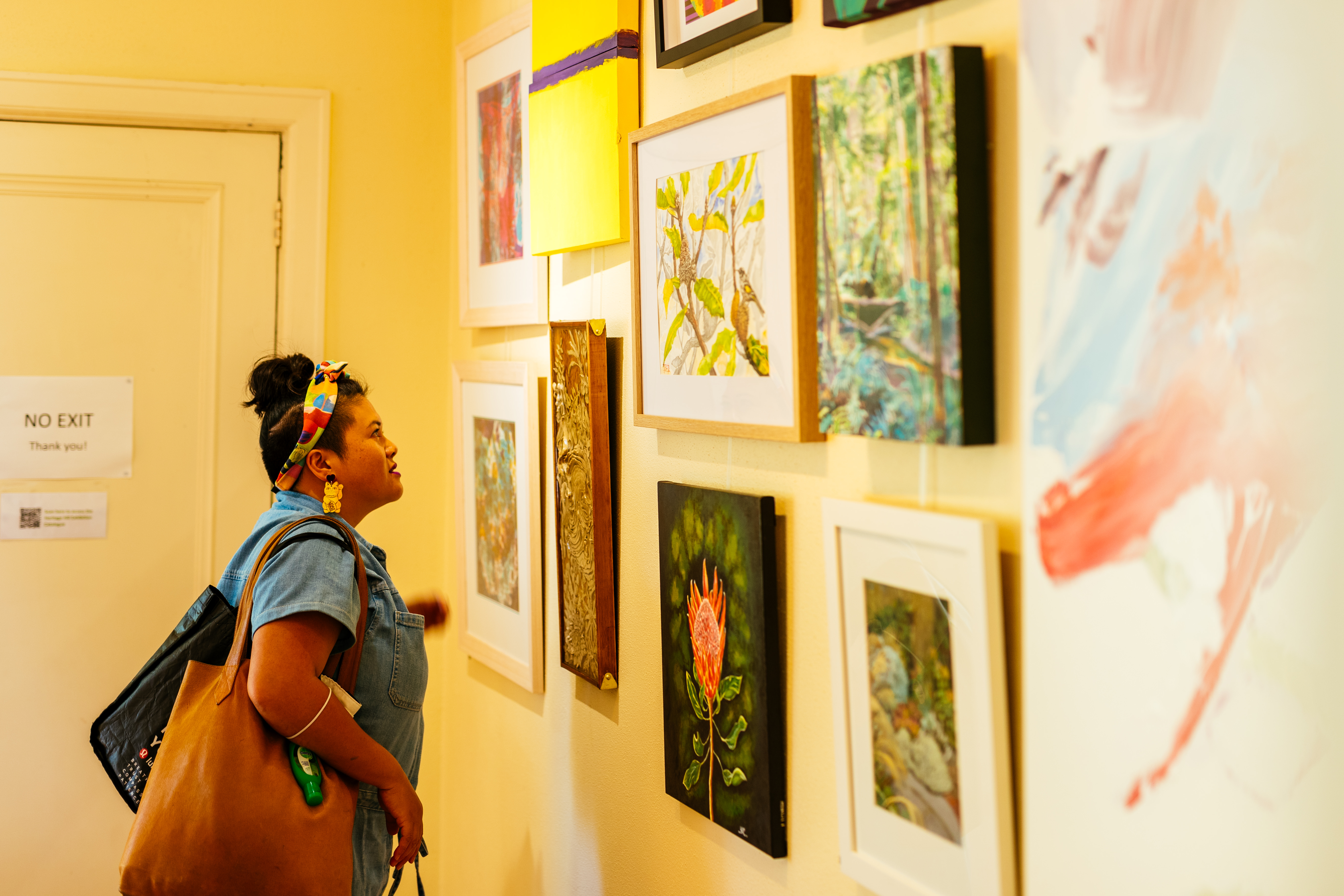Person looking at artwork