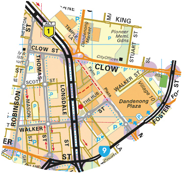 Dandenong central business district  map