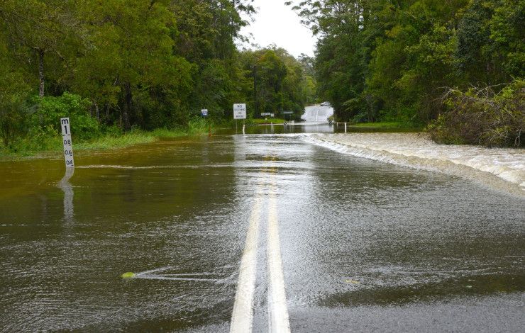 flood water on road