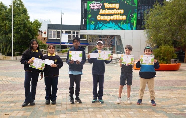 Winners of the Young Animators competition with their certificates