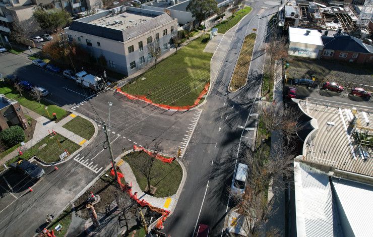 Road works in central Dandenong