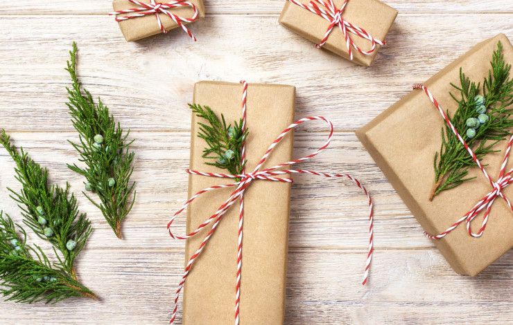 presents wrapped in brown paper 