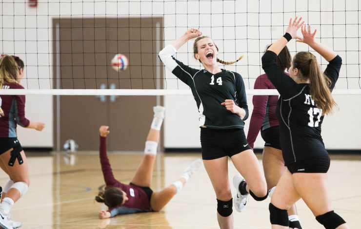 Volleyball players on court