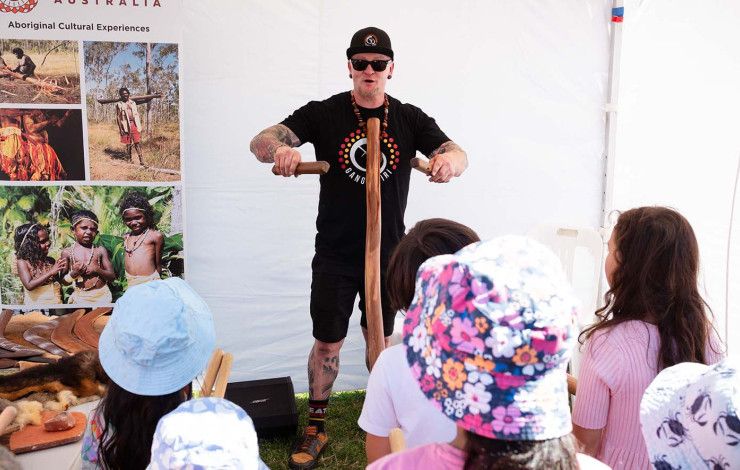 A person preforming at the festival