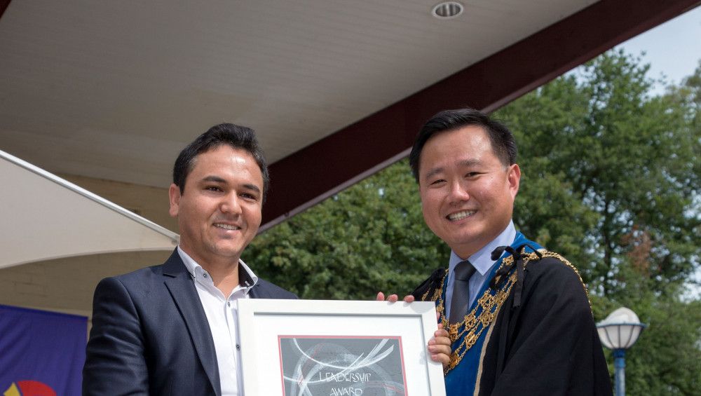 Hayatullah Rahimi with Mayor, Heang Tak