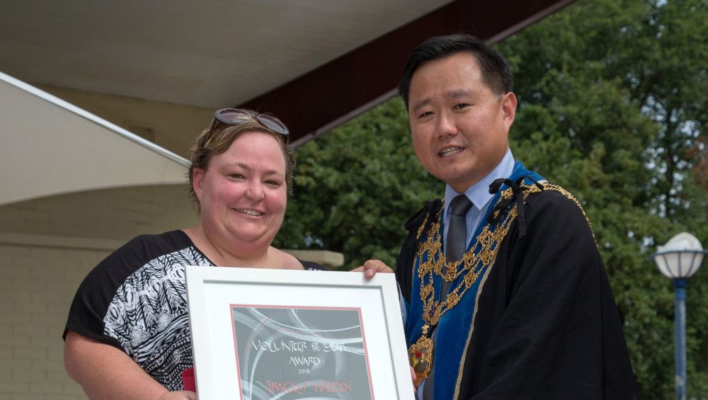 Tracey Walden with Mayor, Heang Tak