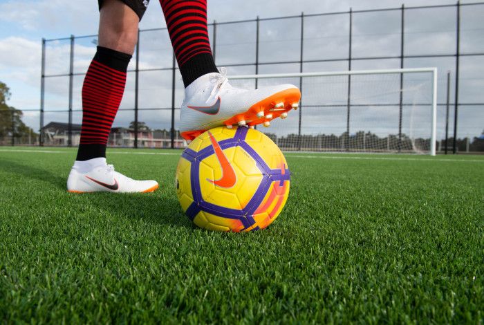 Soccer player with soccer ball