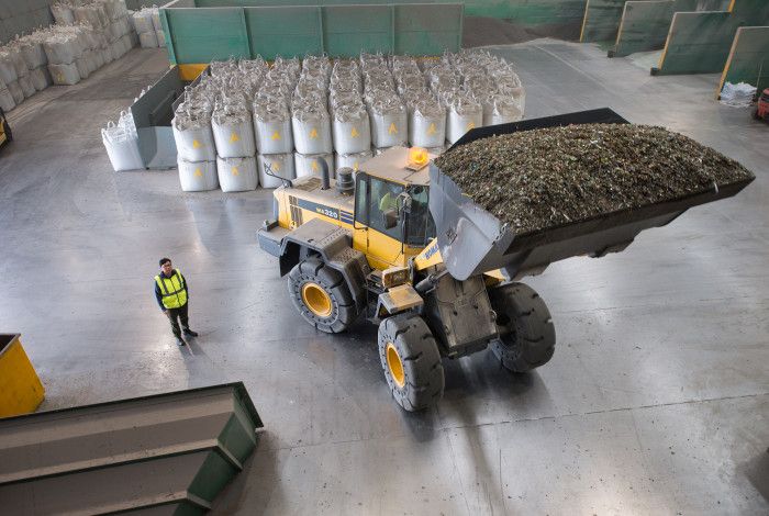 Inside a recycling factory 