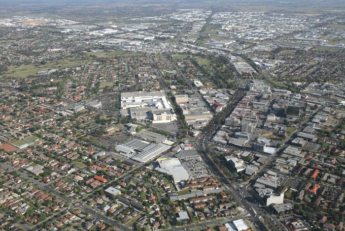 Aerial shot of Dandenong Central Business District