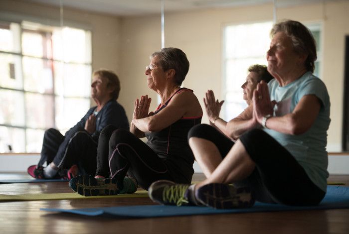 seniors enjoying yoga