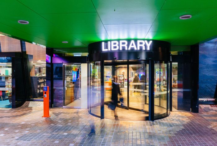 Library doors at Dandenong