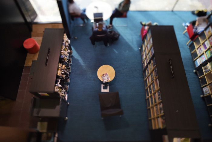 Aerial view of the magazine section at Dandenong Library