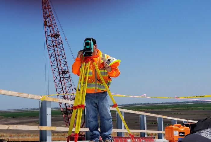 Surveyor on a building site