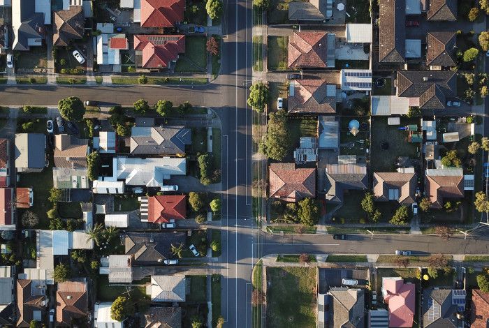 Aerial view of suburb