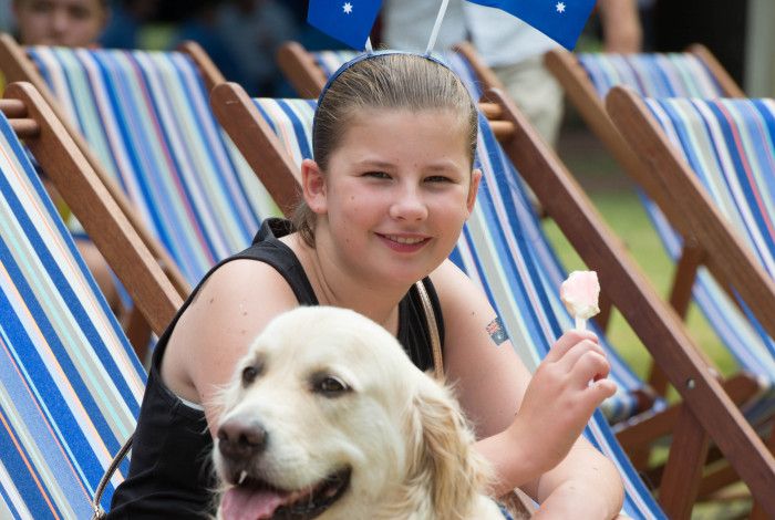 Girl with her dog enjoying the Australia Day Festival