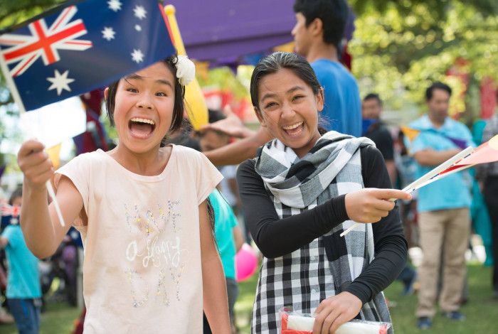 two girls enjoying the Australia Day Festival