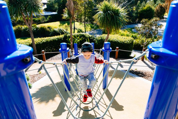 Boy enjoying a playground