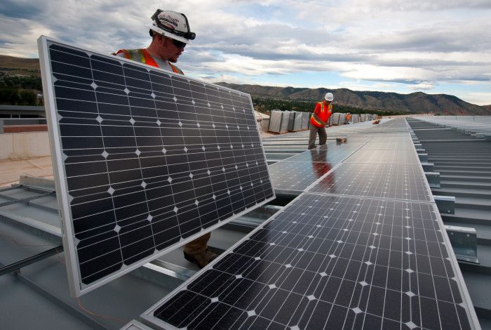 Solar panels being installed