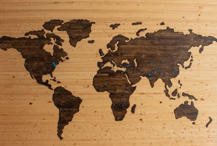 wooden world map