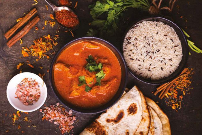 Indian food displayed on a table