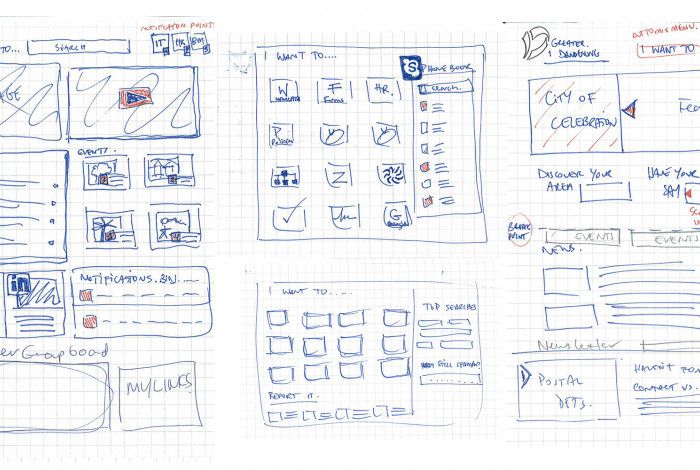 redevelopment wireframe sketches