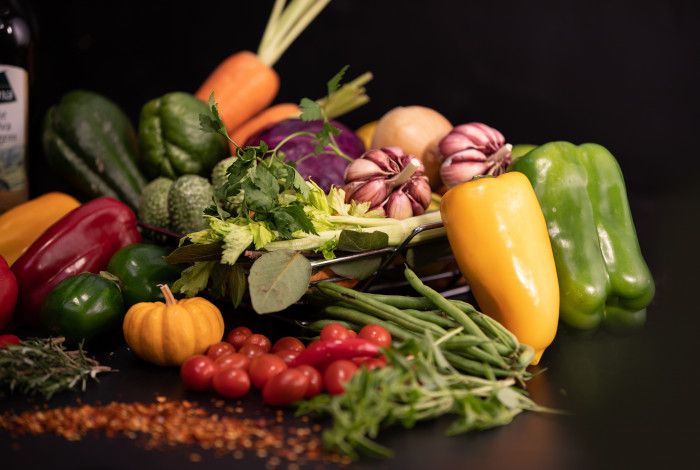 fruit and vegetables on a table