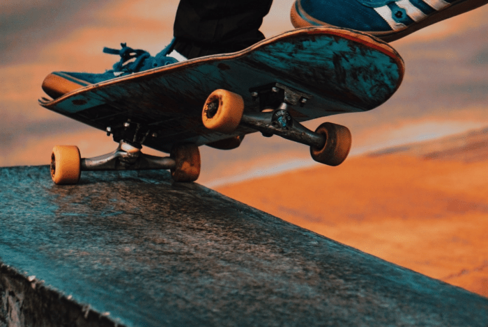 Skateboard on ramp