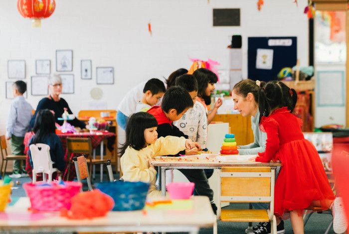 Children enjoying kindergarten.