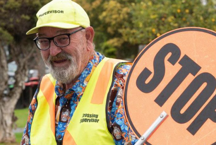 School Crossing Supervisor Frank D'Arcy put Safety First