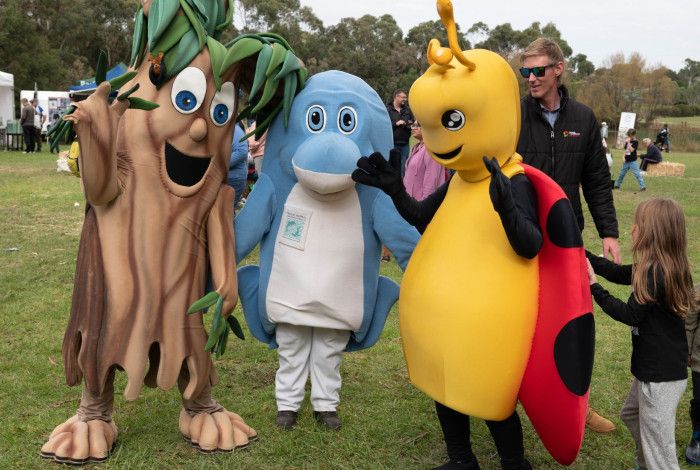 three environment mascots 