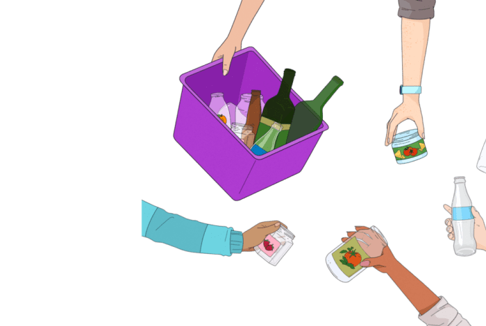 illustration of hands recycling