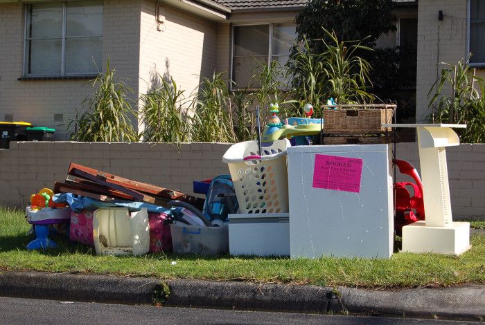 hard rubbish on a nature strip