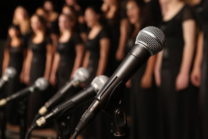 Microphones with choir in the background
