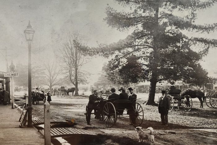 People, horse and carts on Lonsdale Street, Dandenong 1906