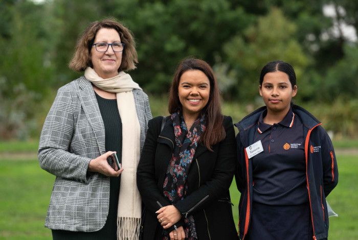 Councillor Rhonda Garad, Mayor Eden Foster and Junior Mayor Tasneem 