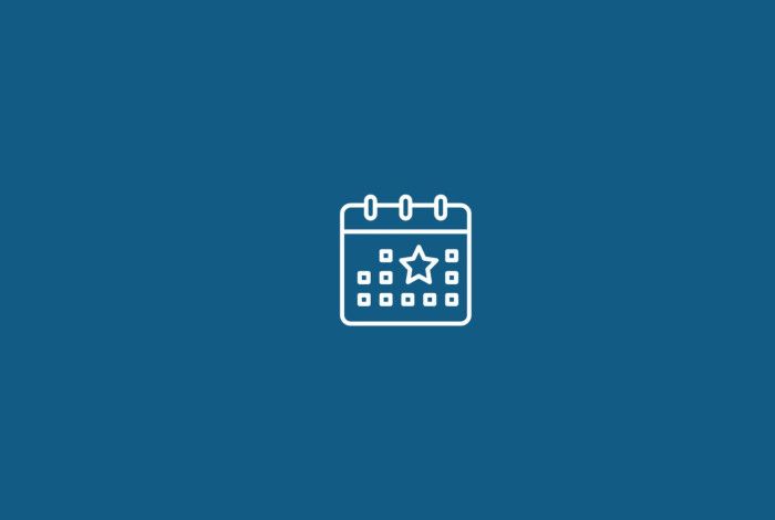 blue background with icons of calendar
