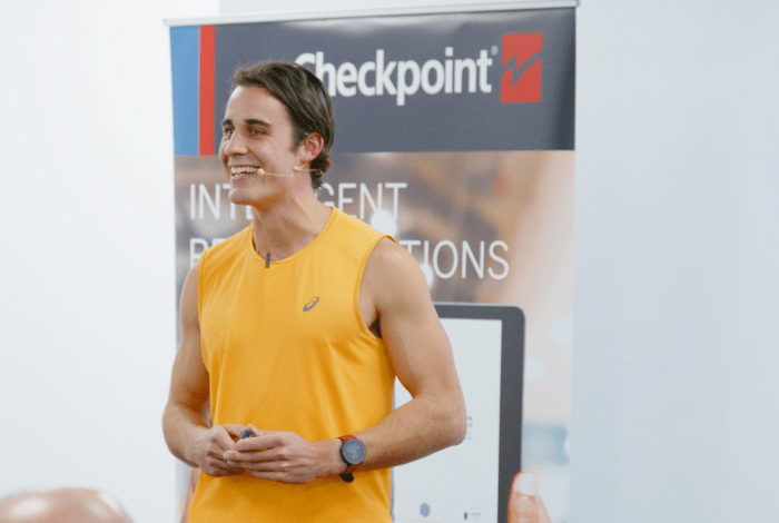 man presenting at event