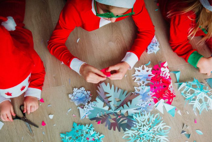 Children making Christmas crafts