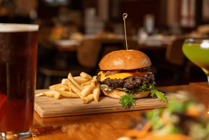 Burger and chips