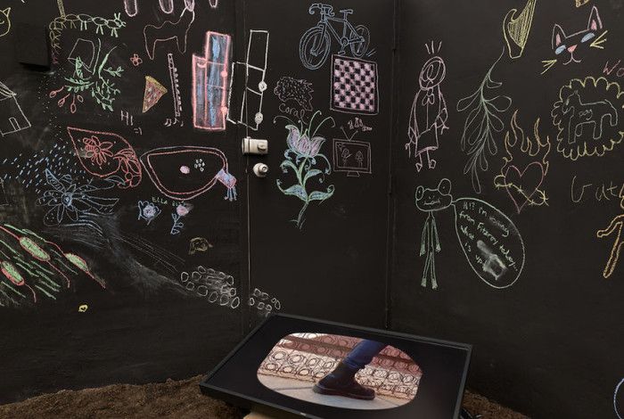Chalk drawings on a black background