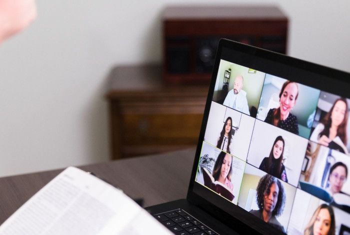 Person on group zoom call.