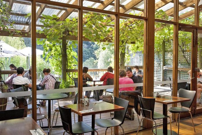 Cafe with people dinning