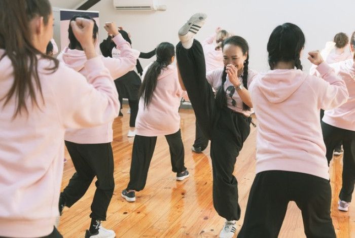 Women doing some self defence exercises