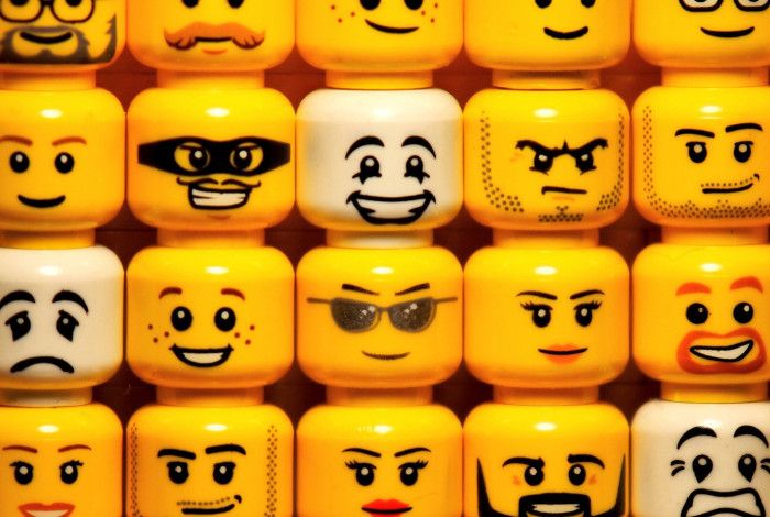 Wall of Lego heads. 