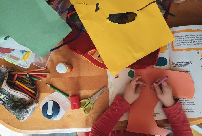 A child doing some arts and crafts