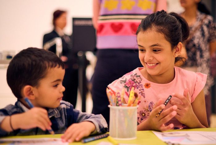 Children enjoying drawing and making together. Photo: Eugene Hyland.
