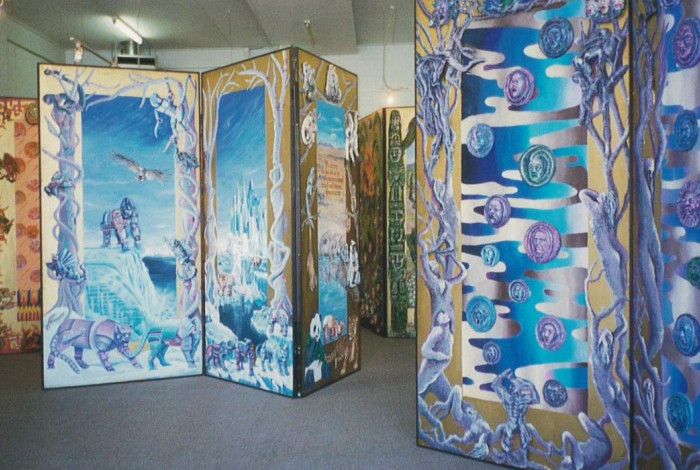 The Maze panels on display in a room.