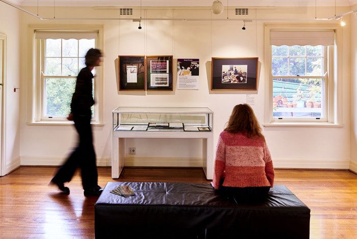People looking at an exhibition