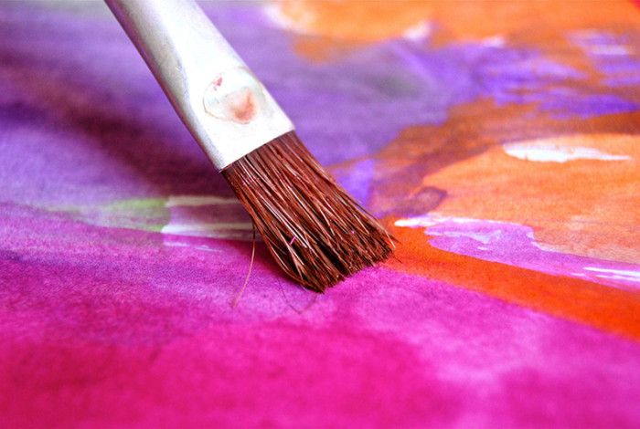 A brush painting coloured paint