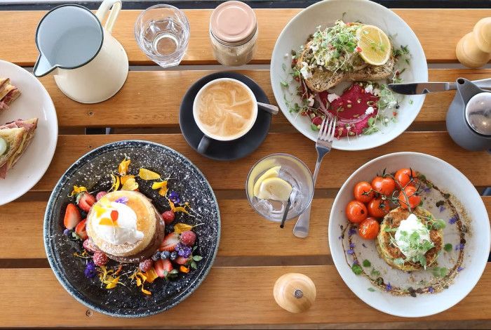 platters of food on a table 